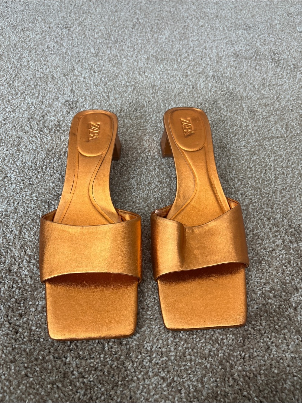 Zara Metallic Copper Slide Mules - Shimmering Copper
